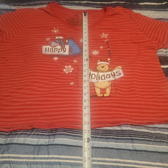 NEW Disney Winnie The Pooh Size 3X/4X Striped Holiday T-Shirt Red Cotton Blend - Picture 7 of 7